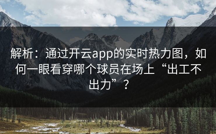解析：通过开云app的实时热力图，如何一眼看穿哪个球员在场上“出工不出力”？