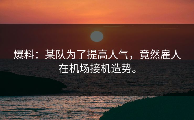 爆料：某队为了提高人气，竟然雇人在机场接机造势。